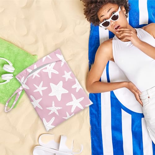 Pink Starfish Wet Bag for Swimsuit Travel Beach Baby Cloth Diapers - color: Pink Starfish