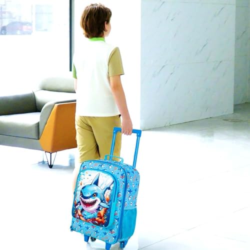 CCJPX Kids Luggage for Boys, 18" Carry on Suitcase with Wheels Shark - color: Shark blue