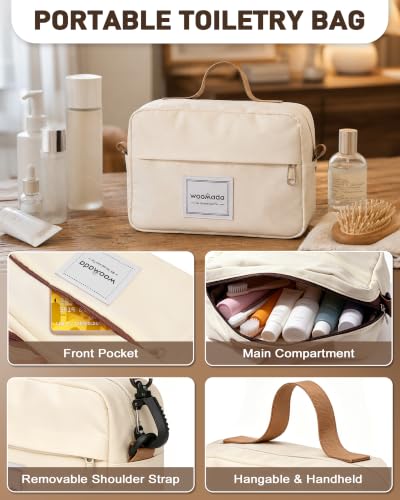 WOOMADA Extra Large Travel Duffle Bag with Shoes Compartment, Women Weekend Carry On Overnight Bag with Detachable Crossbody Bag for Travel, Business, Sports & Hospital(beige) - color: Beige