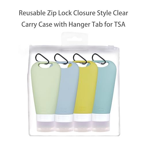 Travel Squeeze Bottle with Clip, TSA Approved, 3 oz, 4 Pack