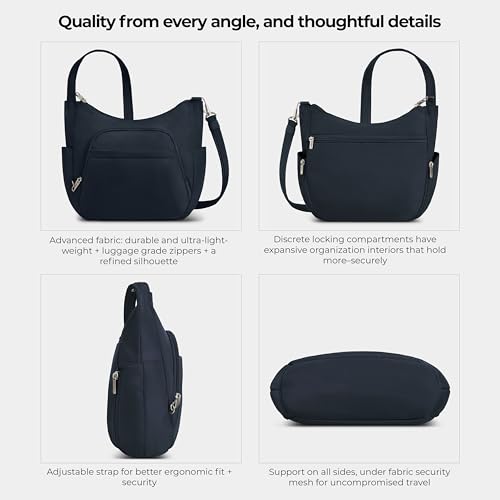 Travelon Anti-theft Classic Crossbody Bucket Bag - color: Midnight