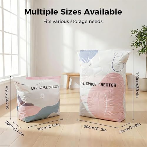 2026 Life Space Creator Storage Bags 80% Compression Extra Large Capacity 3D Roll up Vacuum Bags No Pump Needed Seal Bags for Comforters Clothes Blankets Jumbo Bedding Packing Cubes Travel (1, Large)