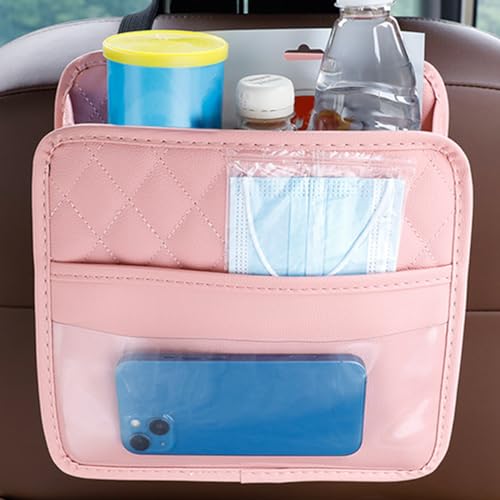 Mandark PU Leather Car Seat Back Organizer, Pink - color: Pink