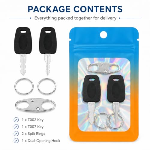 002 007 Luggage Lock Replacement Key Set for Suitcase Locks with Split Rings and S Hook