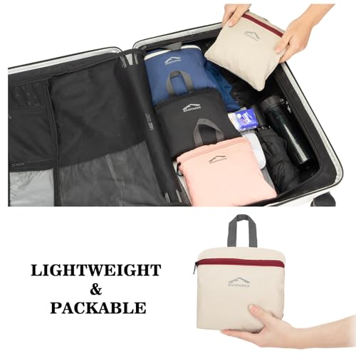 BAGPARKK 35L Ultra Lightweight Foldable Packable Hiking Backpack - color: Beige-red(35l)
