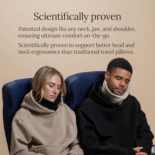 Trtl Travel Pillow Original 2.0 – Scientifically Proven Super Soft Travel Pillow with Premium Head & Neck Support – for Airplane Travel – Machine Washable – Lightweight & Compact – Sand Beige