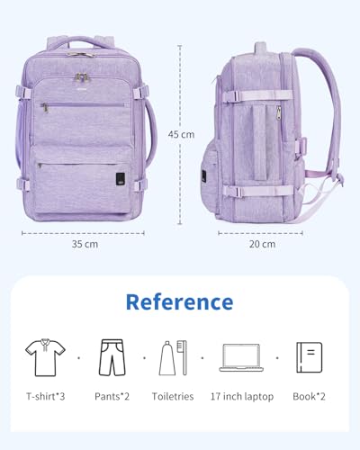 WANDF Personal Item Travel Bag 18x14x8, Carry On Laptop Backpack (Purple) - color: C-purple, size: 18x14x8
