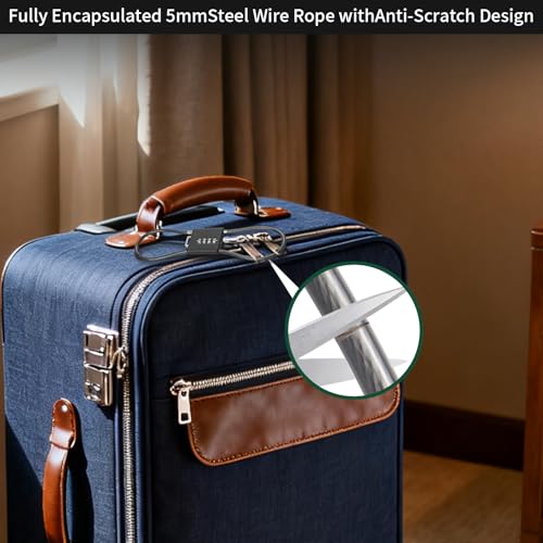 4-Digit Combination Cable Padlock with 20 inch (50 cm) Flexible Steel Cable, Small Lock for Locker,Luggage, Backpack,Cabinet,Gym Bag,Toolbox,Travel,Black - size: 50cm(20 inch Cable)
