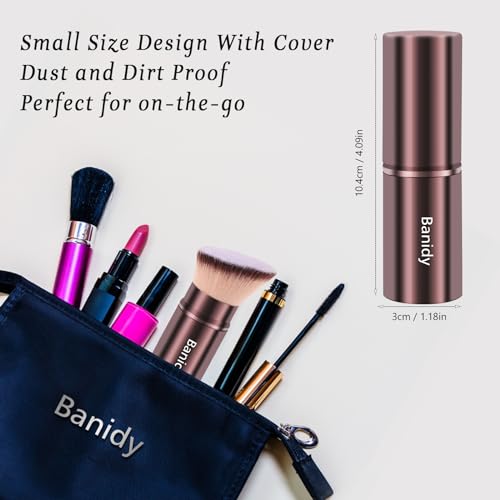 Makeup Brush Retractable Kabuki Face Brushes Portable Travel Blush Brush - style: Flat-Angle-Brown