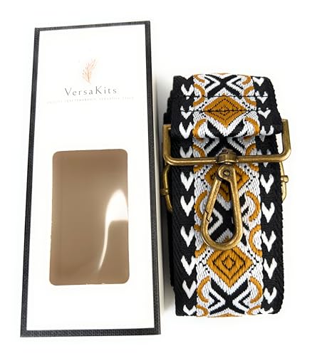 Purse Strap Replacement for Crossbody Bags & Handbags - color: Black Mustard Boho Diamond, size: 2 Inch Wide