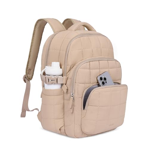 CLUCI Quilted Backpack with RFID, Large Travel Backpack for Women - color: Khaki
