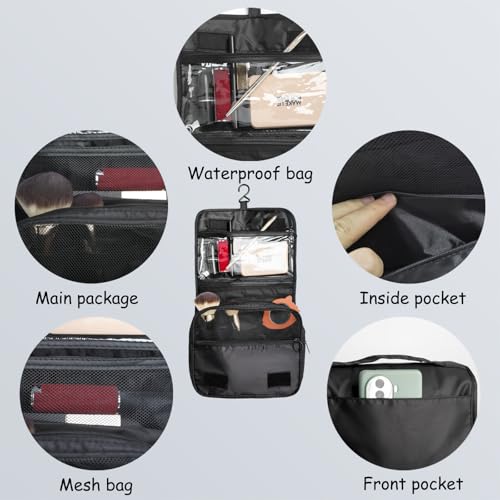 Hanging Toiletry Bag Travel Waterproof Makeup Organizer for Women(Beige) - color: Beige