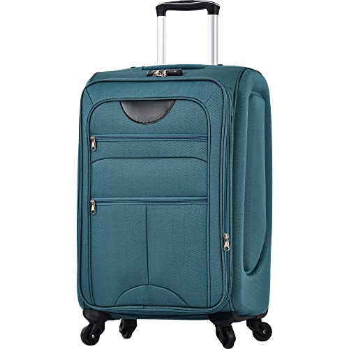 GDFStudio 3 Piece Softside Luggage Set Expandable Spinner Suitcases with TSA Lock,Lightweight Travel Luggage Set 22/26/30 Inch Upright Rolling Suitcases with Wheels, Durable Polyester Carry On, Green - color: Green(22/26/30inch), size: 22/26/30In