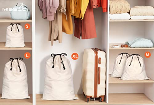 MISSLO Cotton Breathable Dust-proof Drawstring Storage Pouch Bag (Pack 3 M) - size: M