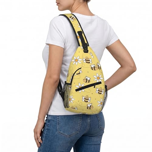 Women's Hiking Daypack Sling Bag Crossbody Backpack - Bee | Polyester,10L, Lightweight, Anti-Theft, Water Resistant - color: Bee