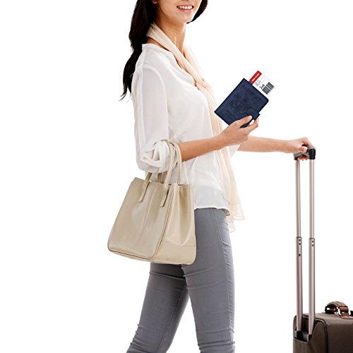 WALNEW Passport Holder for Travel, RFID Passport Wallet, Travel Essentials - color: Navy Blue