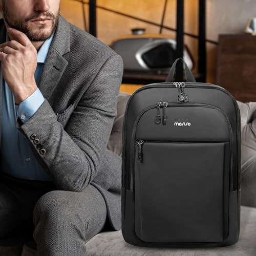 MOSISO Laptop Backpack for Men, Slim Lightweight Compact Computer Backpack - color: Black