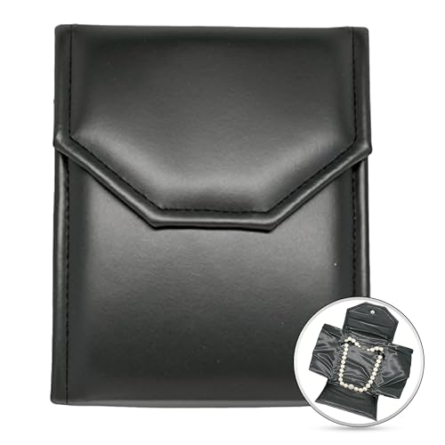 Novel Box Necklace Display Pearl Folder, 7x5 Inch Jewelry Case, Black/Black - color: Black/Black Stitched, size: Small