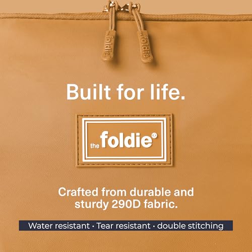 The Foldie Foldable Travel Bag for Women - 40L Weekender Bag with Multiple Pockets - Carry On Expendable Travel Bag - color: Cognac