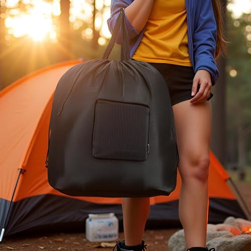 GOGOODA Travel Laundry Bags with Drawstring Closure XL Large with Handle - color: Black & Grey