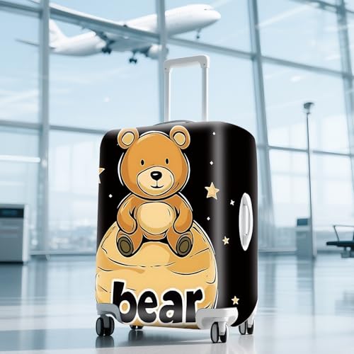 ANNA QUEEN Travel Luggage Cover Suitcase Protector Suitcase Cover Anti-Scratch,Stretchable Bag Cover Washable Durable Polyester - color: bear, size: XL(fits 32-34Inch suitcase)