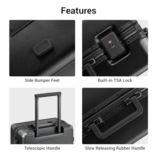LEVEL8 Zipperless Carry On Luggage Airline Approved Suitcase 20 Inch Black - color: Black, size: Carry-On 20 Inch (Without Organizers)