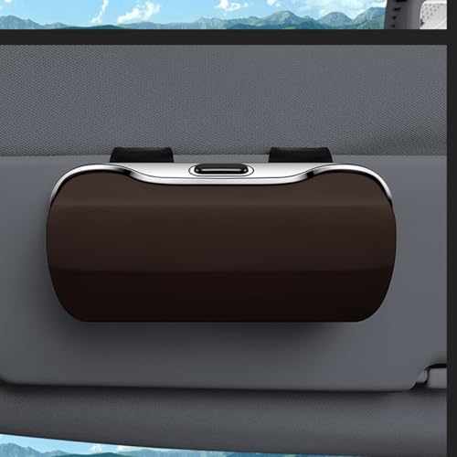 Zipelo 7.09 x 2.56 Inch Car Sun Visor Sunglasses Case, Brown - color: Brown