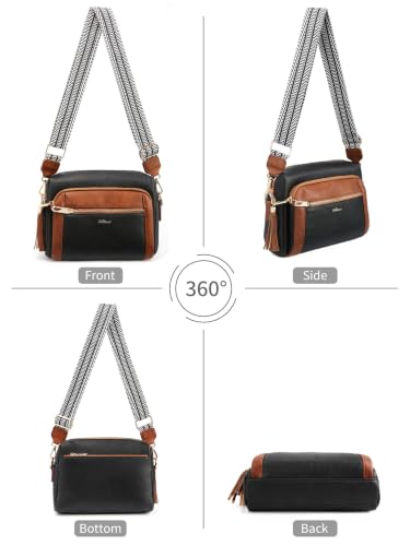 Vegan Leather Crossbody Bags for Women Anti theft Purses and Handbag - color: Black & Brown