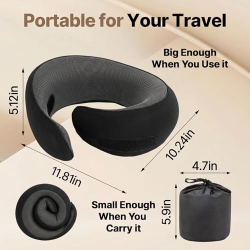Neck Pillow for Airplane Travel Pillows for Sleeping 100% Pure Memory Foam