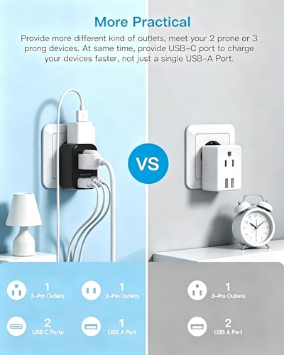 Type E/F Europe Travel Plug Adapter, US to Germany France Spain South Korea - style: Type E/F - Germany France(Black)