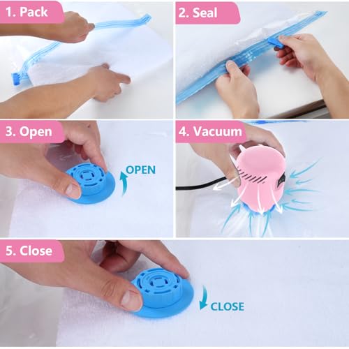 Travel Electric Vacuum Pump for Vacuum Storage & Seal Bags, Pink - color: Pink