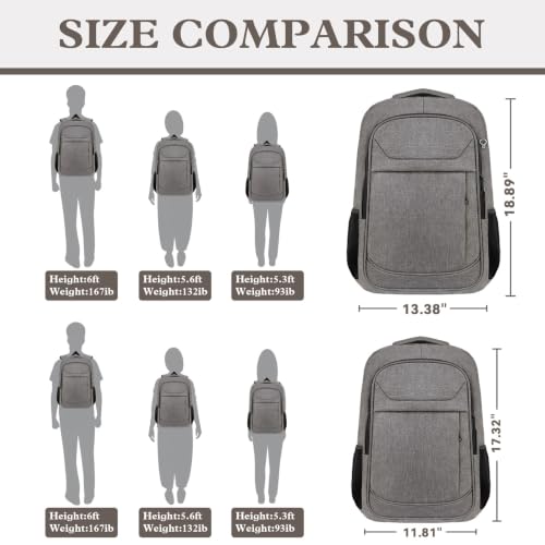 17" Travel Laptop Backpack, Airline Approved Computer Bag, Grey - color: Grey, size: 17.3 Inch(40L)