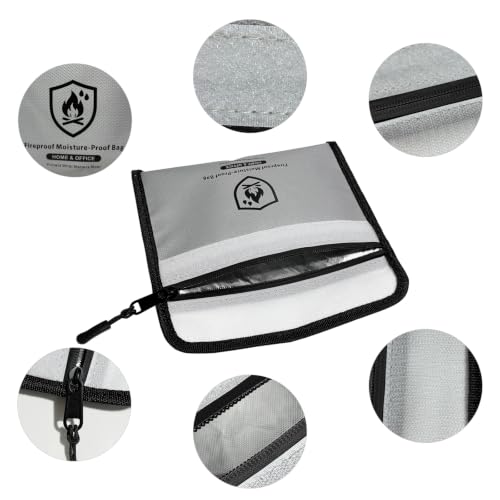 BBMars 3 Pack Fireproof Waterproof Document Bag, Zipper Money Pouch