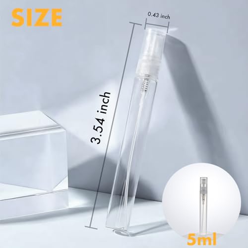 Chiallco Mini Perfume Sample Bottles, 10 Pack 5 ml Plastic Small Perfume Spray Bottle, Fine Mist, Portable Perfume Travel Refillable Bottle, Upgraded atomizer sprayer for perfume, Clear - style: 5ML
