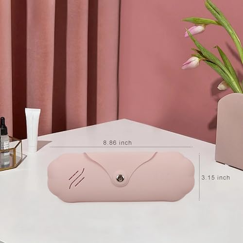 Silicone Makeup Brush Holder, Magnetic Anti-Fall Travel Cosmetic Case(Pink) - color: Pink