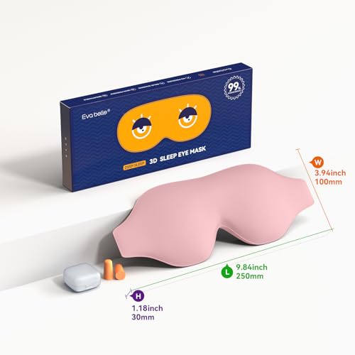 Sleep Mask, EVA BELLE Eye Mask for Men Women, Zero Pressure 3D Sleeping Mask, Cool Super Smooth Light Blocking Soft Eye Shade Cover Memory Foam, Lightweight for Home Travel Use - color: Pink