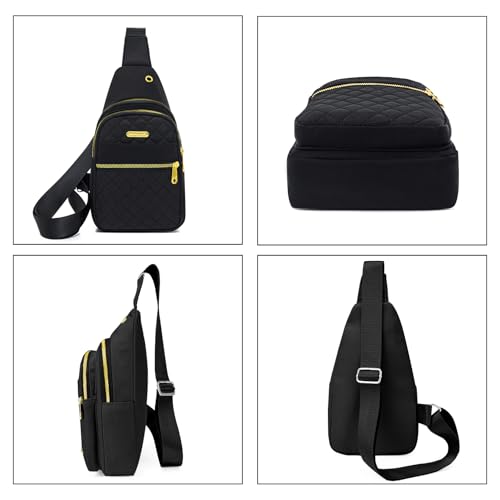 Aisijimo Small Sling Bag For Women Men Casual Crossbody Sling Backpack - color: Black-8002