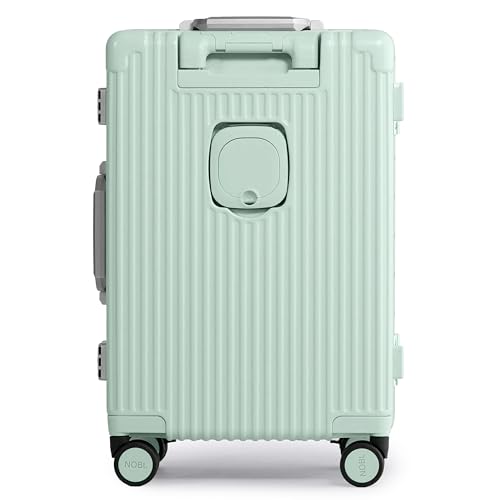 Nobl Travel Carry on Luggage, Zipperless Aluminum Frame, TSA Locks | PC Hard Shell Suitcase, Airline Approved, 360 Degree Spinner Wheels, USB Charging Port, Cup & Phone Holder, 22.5x15x9.5, Mint - color: Mint