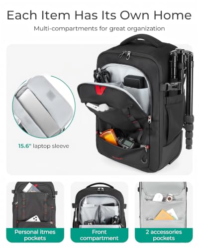 BAGSMART Camera Bag for DSLRs Professional Large Camera Backpacks | Photographic Rolling Case & Travel Suitcase for Travelling Photographers - color: Grey