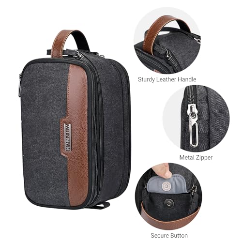 WITZMAN Canvas Toiletry Bag for Men Travel Toiletries Large 7L Dopp Kit - color: Black