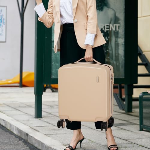 Hanke 16 Inch Underseat Small Carry On Luggage, Hard Shell with TSA Lock - color: Cuba Sand, size: 16 Inch