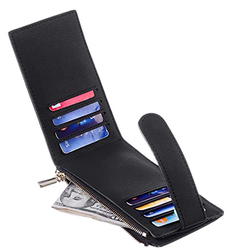 Chelmon Women's RFID Slim Card Holder Wallet - color: Black Smooth
