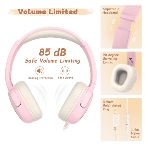 4PCS Capybara Theme Backpack for Girls with Wired Headphones | with Lunch Box & Pencil Case, Cute Girls Backpack Kawaii Bookbag for Girls Kingdergarten Teens Elementary School Student - color: Pink