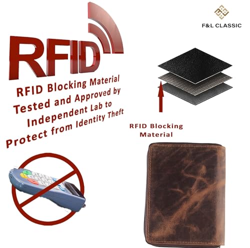 Passport Wallet - Travel Document Holder w/RFID Blocking – Full Grain Leather – Bifold compact zip around Wallet with Credit Card Slots for Women and Men,distressed brown,500-30 - color: distressed brown, style: Solid