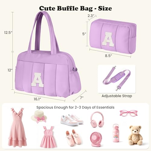 Initial Birthday Gifts for 8 9 10 11 12 Year Old Girls-Gym Bag - color: Purple, style: R