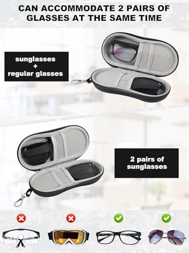 CORVIDA Double Glasses Case Hard EVA Shell Dual Eyeglasses Case - color: Black