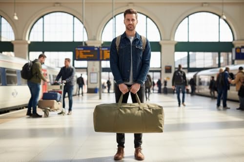DoYiKe Canvas Travel Duffle Bag,Military Tent Duffel Storage Armygreen - color: Armygreen, size: 60L