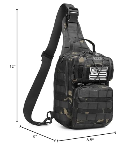 Tactical Sling Crossbody Bag Holster Shoulder Backpack 15L - color: Black Flip