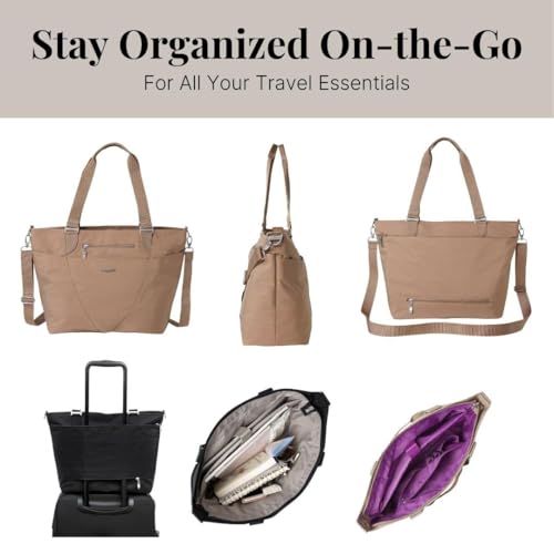Baggallini Avenue Tote - 12x18 Laptop Tote Bag for Women - Lightweight Work Travel Carry On Bag - color: Beach