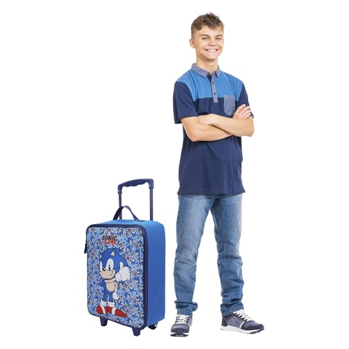 Bioworld Sonic The Hedgehog Thumbs Up 14" Youth Blue Soft Sided Luggage - color: Sonic Thumbs Up Blue